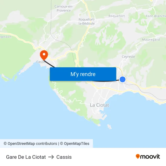Gare De La Ciotat to Cassis map