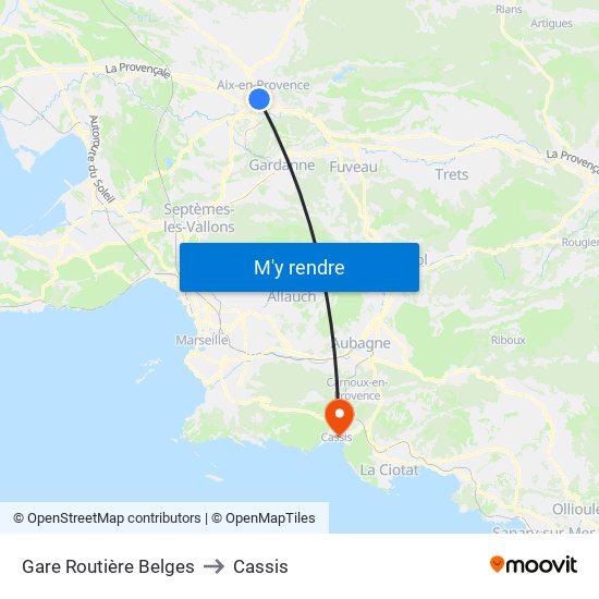 Gare Routière Belges to Cassis map