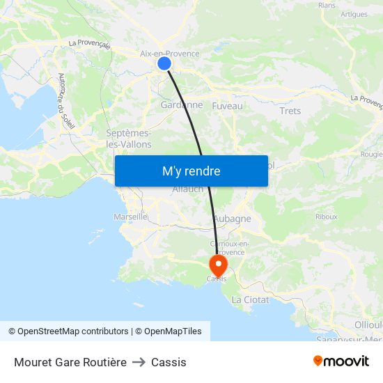 Mouret Gare Routière to Cassis map