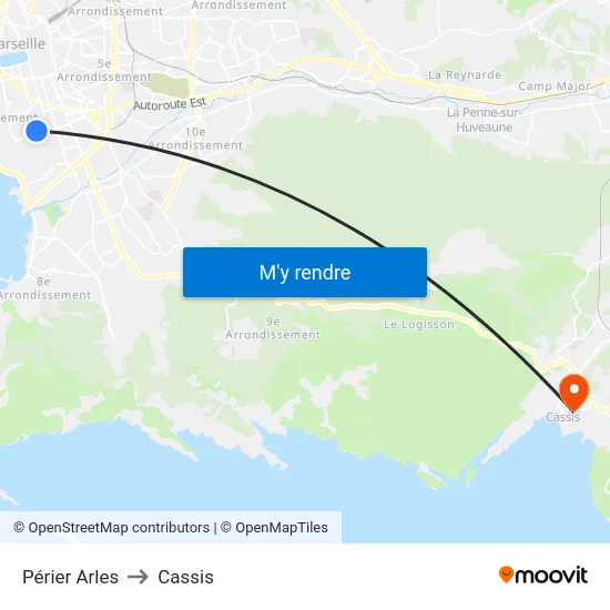 Périer Arles to Cassis map