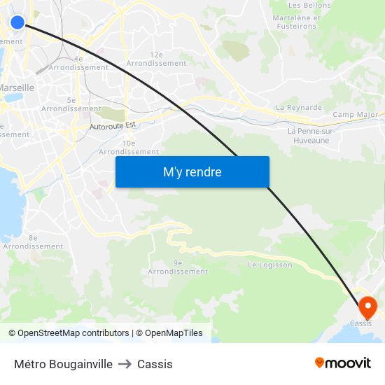 Métro Bougainville to Cassis map