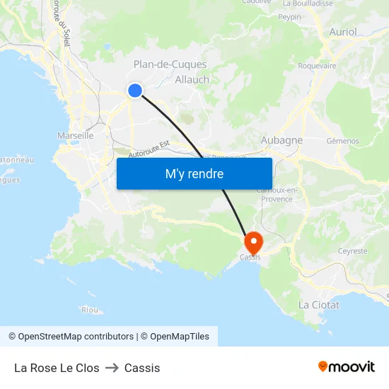 La Rose Le Clos to Cassis map