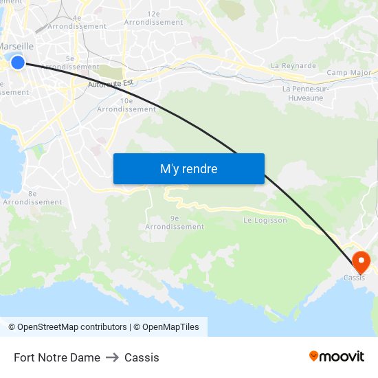 Fort Notre Dame to Cassis map