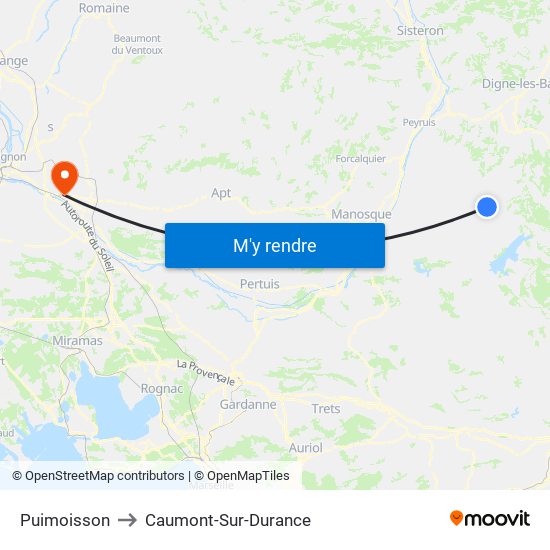 Puimoisson to Caumont-Sur-Durance map