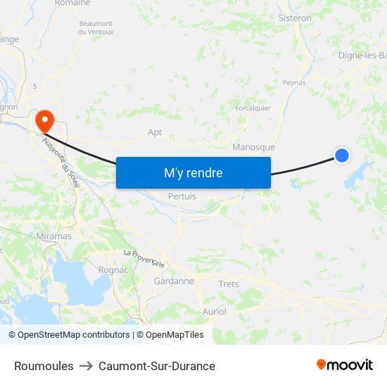 Roumoules to Caumont-Sur-Durance map