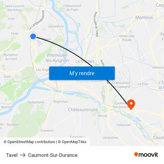 Tavel to Caumont-Sur-Durance map