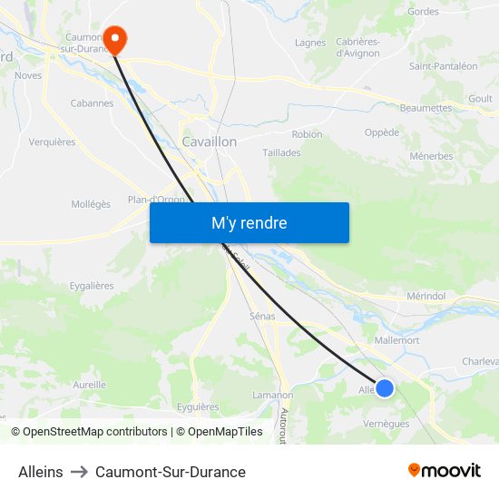 Alleins to Caumont-Sur-Durance map
