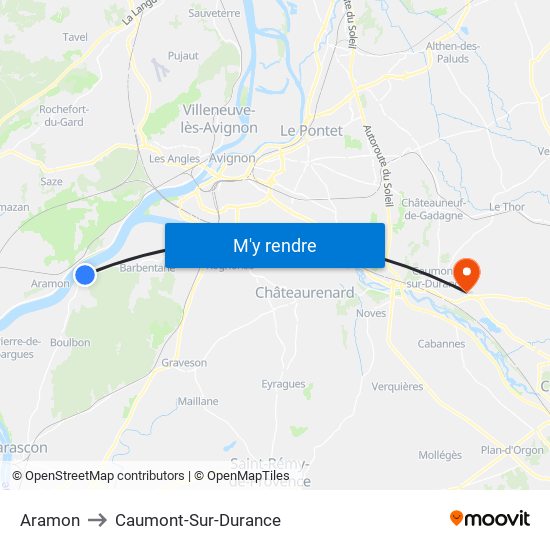 Aramon to Caumont-Sur-Durance map