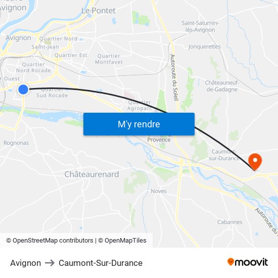 Avignon to Caumont-Sur-Durance map