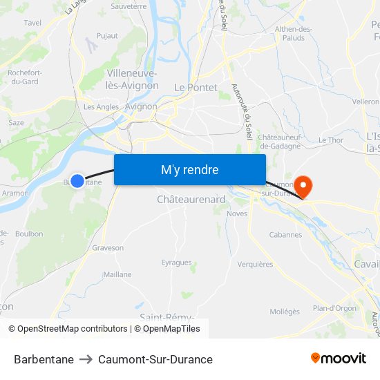 Barbentane to Caumont-Sur-Durance map