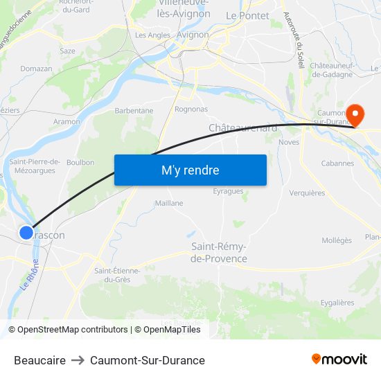 Beaucaire to Caumont-Sur-Durance map