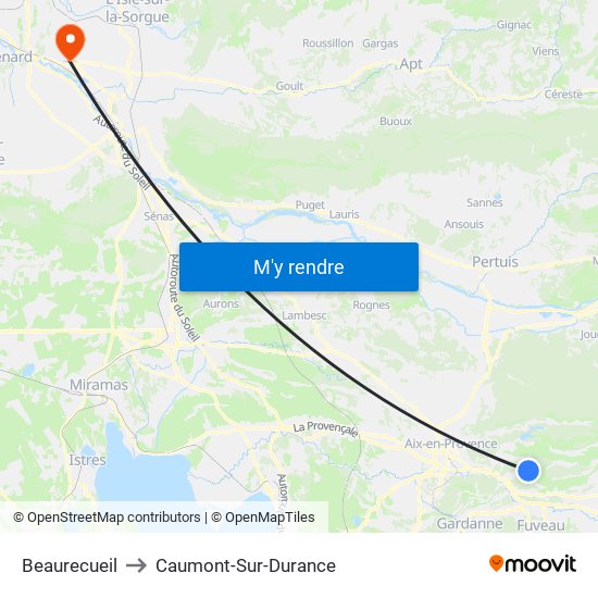 Beaurecueil to Caumont-Sur-Durance map