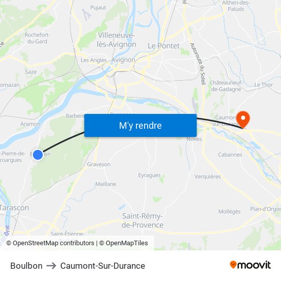 Boulbon to Caumont-Sur-Durance map