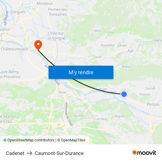 Cadenet to Caumont-Sur-Durance map