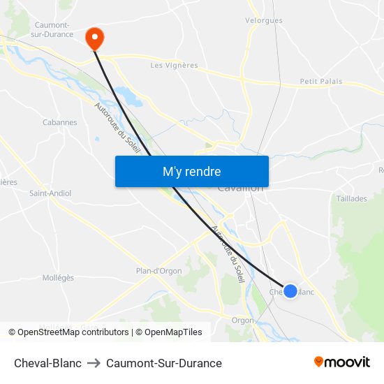 Cheval-Blanc to Caumont-Sur-Durance map