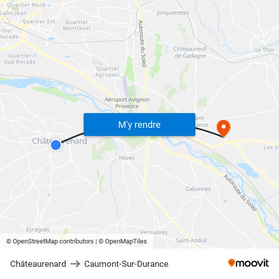 Châteaurenard to Caumont-Sur-Durance map