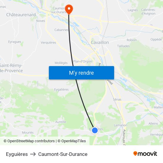 Eyguières to Caumont-Sur-Durance map