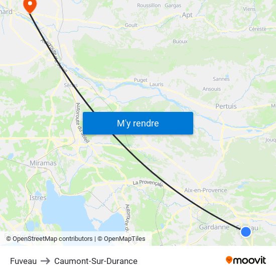 Fuveau to Caumont-Sur-Durance map