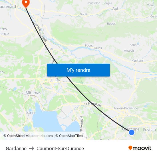 Gardanne to Caumont-Sur-Durance map