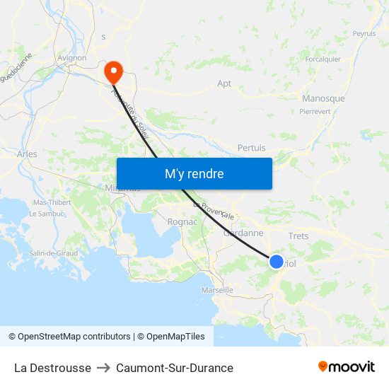 La Destrousse to Caumont-Sur-Durance map