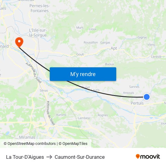 La Tour-D'Aigues to Caumont-Sur-Durance map