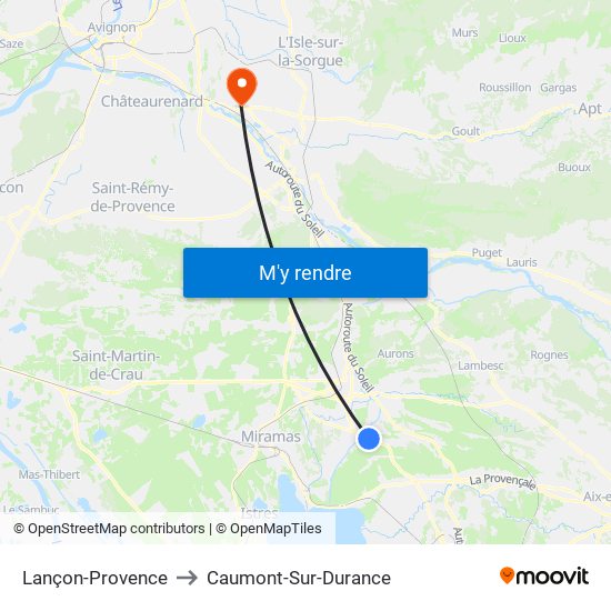 Lançon-Provence to Caumont-Sur-Durance map