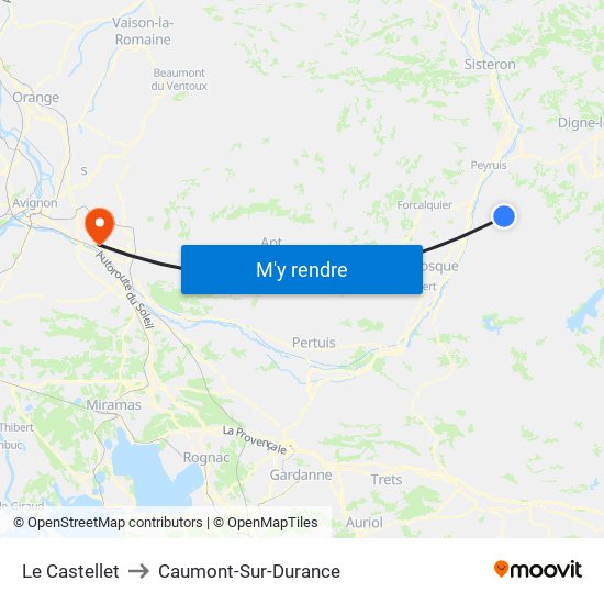 Le Castellet to Caumont-Sur-Durance map