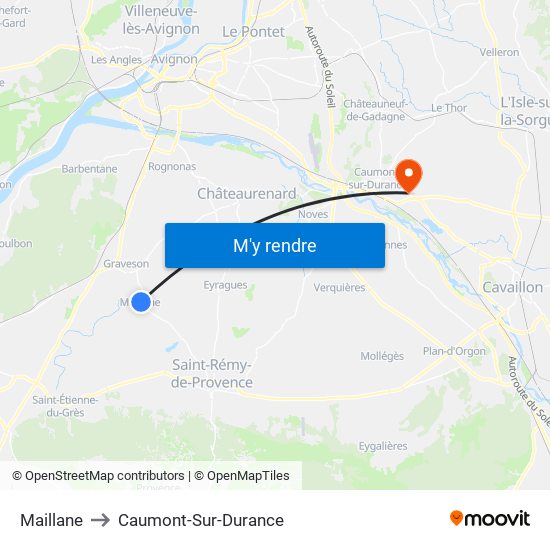 Maillane to Caumont-Sur-Durance map