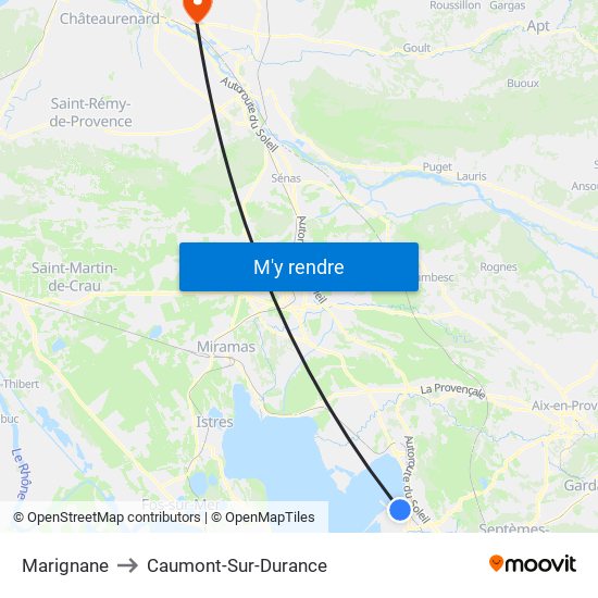 Marignane to Caumont-Sur-Durance map