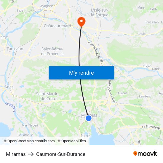 Miramas to Caumont-Sur-Durance map