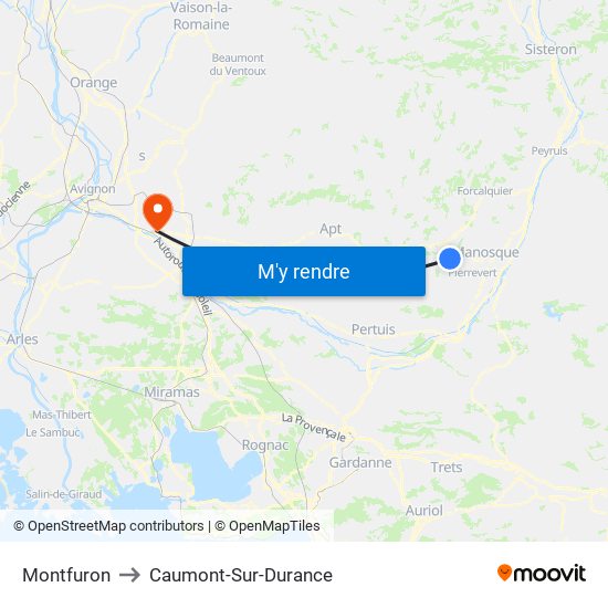 Montfuron to Caumont-Sur-Durance map