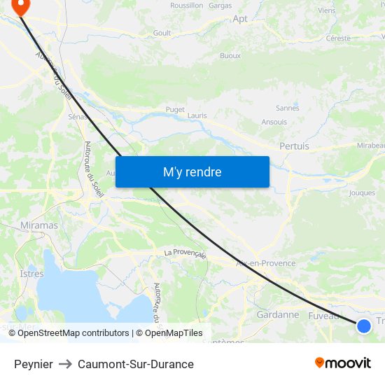 Peynier to Caumont-Sur-Durance map