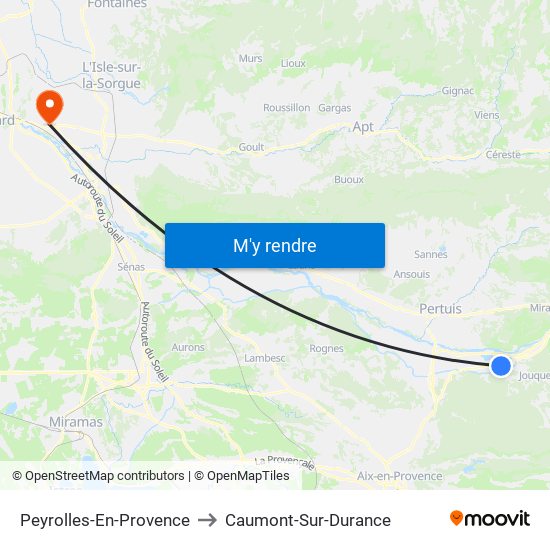 Peyrolles-En-Provence to Caumont-Sur-Durance map