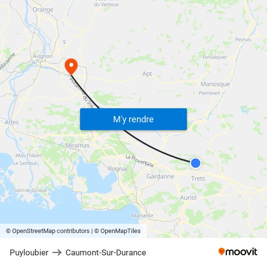 Puyloubier to Caumont-Sur-Durance map