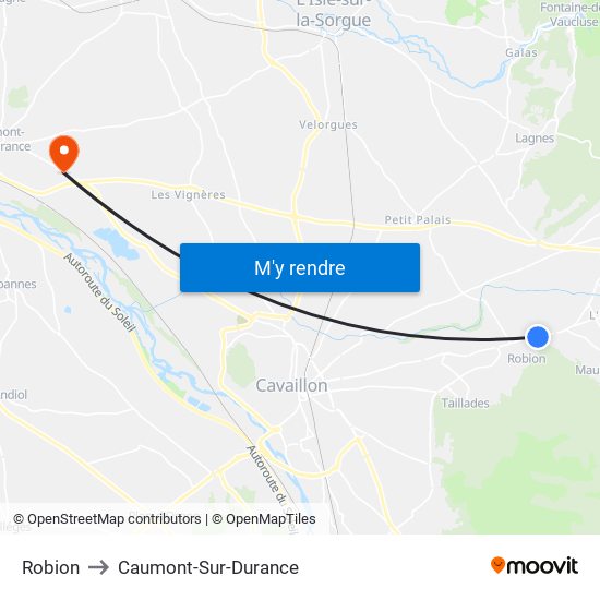 Robion to Caumont-Sur-Durance map