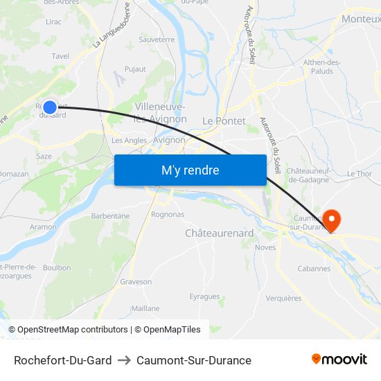 Rochefort-Du-Gard to Caumont-Sur-Durance map