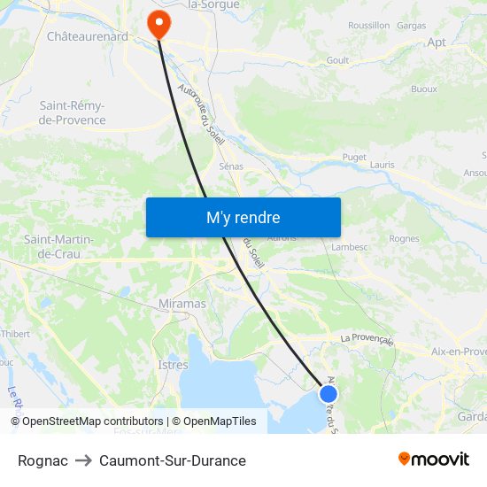 Rognac to Caumont-Sur-Durance map