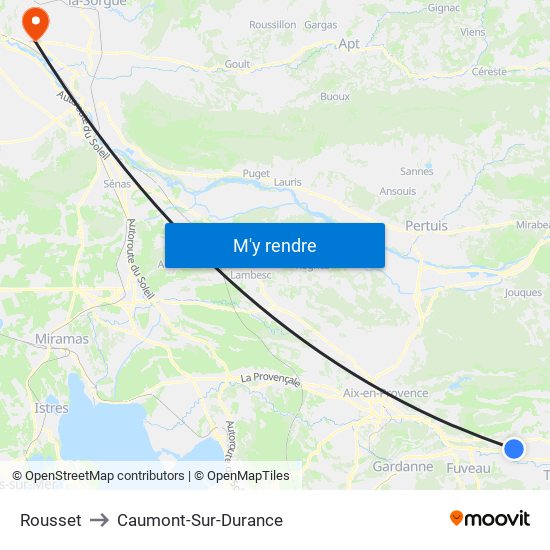 Rousset to Caumont-Sur-Durance map