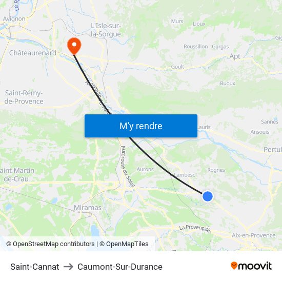 Saint-Cannat to Caumont-Sur-Durance map