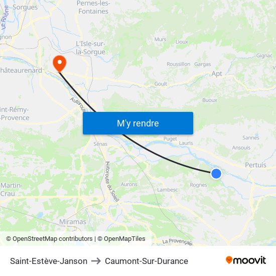 Saint-Estève-Janson to Caumont-Sur-Durance map