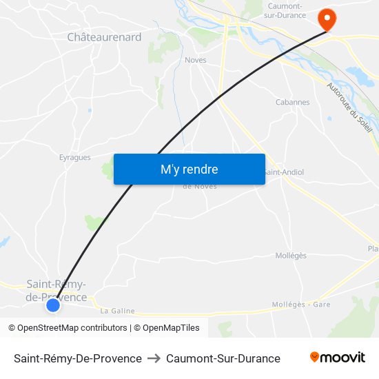 Saint-Rémy-De-Provence to Caumont-Sur-Durance map