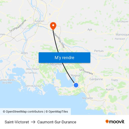 Saint-Victoret to Caumont-Sur-Durance map