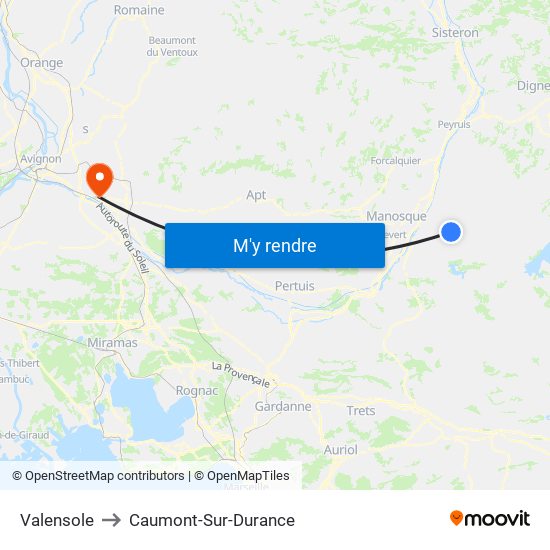 Valensole to Caumont-Sur-Durance map