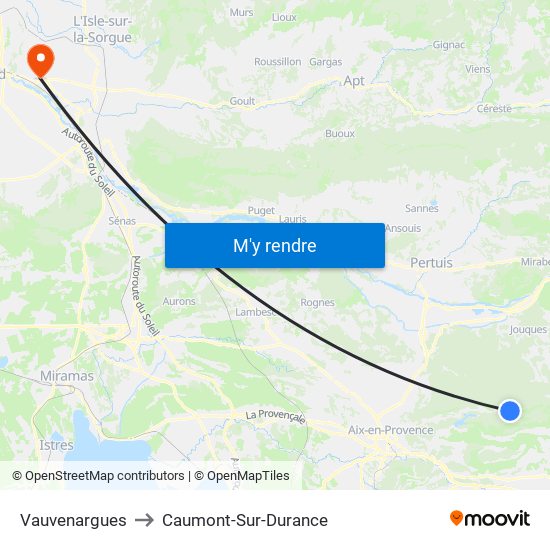 Vauvenargues to Caumont-Sur-Durance map