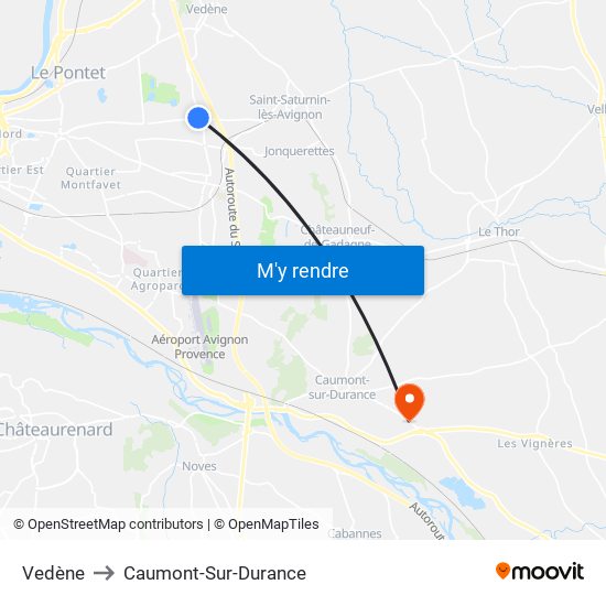 Vedène to Caumont-Sur-Durance map