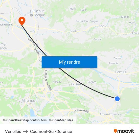 Venelles to Caumont-Sur-Durance map