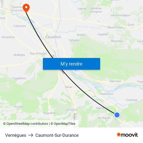 Vernègues to Caumont-Sur-Durance map