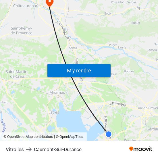 Vitrolles to Caumont-Sur-Durance map