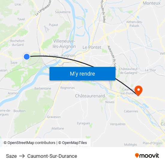Saze to Caumont-Sur-Durance map