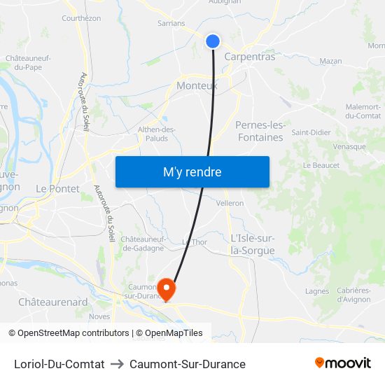 Loriol-Du-Comtat to Caumont-Sur-Durance map